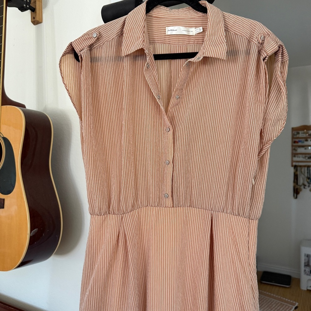 Inwear Copenhagen Elegant Brown & Cream Striped Maxi Dress - Picture 2 of 6
